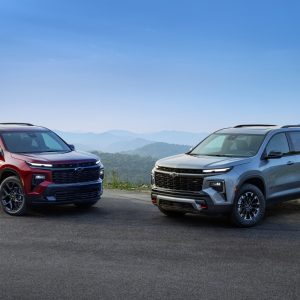 Chevrolet Traverse SUVs are shown side by side, featured in a Chevrolet Traverse Review 2026 focused on size and design.